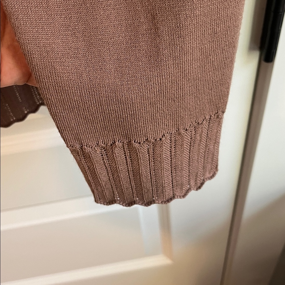 Lety & Me Leana Pointelle Detail Cardigan, Brown, XL - Picture 8 of 8
